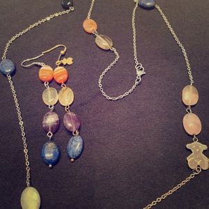 Long necklace and earrings